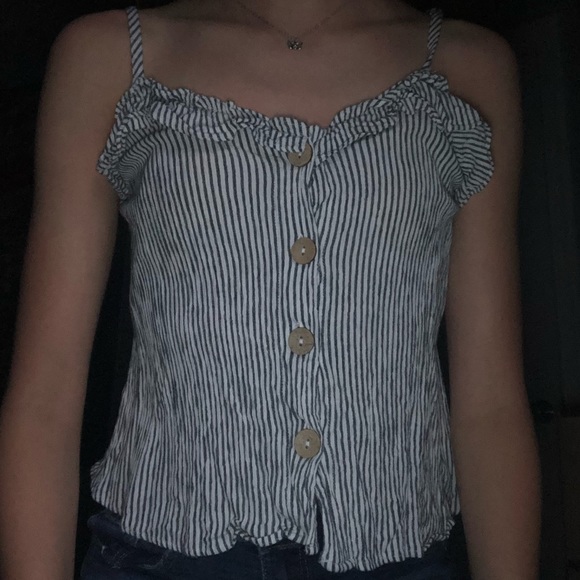 white and blue striped women’s tank top - Picture 3 of 3